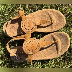 UGG  Women’s Ayden II Tan Leather Sandal Size 8